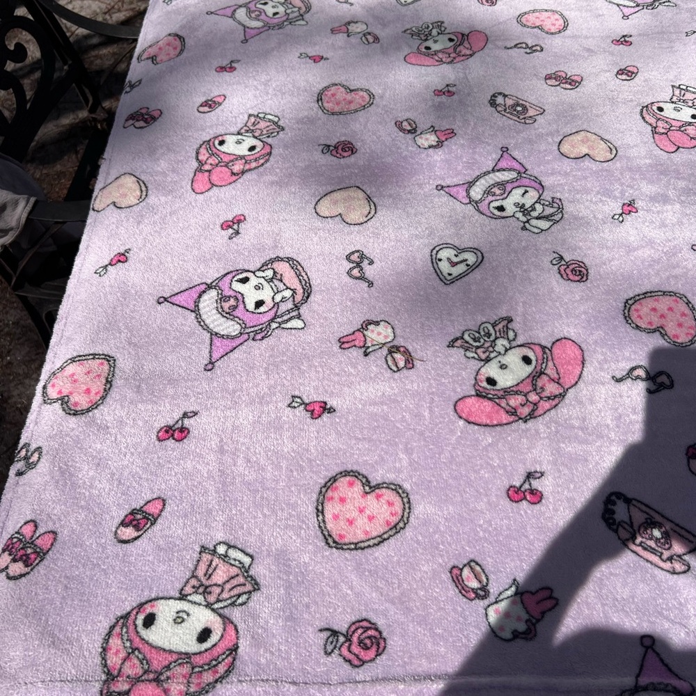 My Melody & Kuromi Lavender Throw Blanket thinner material than most